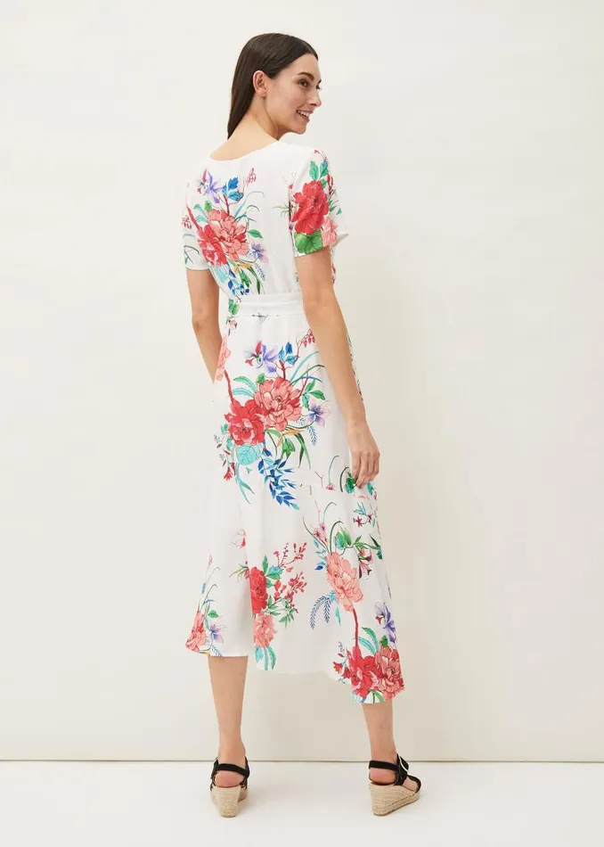 Evadine Floral Tea Dress White Multi Women Phase Eight Dresses
