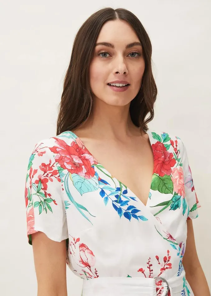 Evadine Floral Tea Dress White Multi Women Phase Eight Dresses