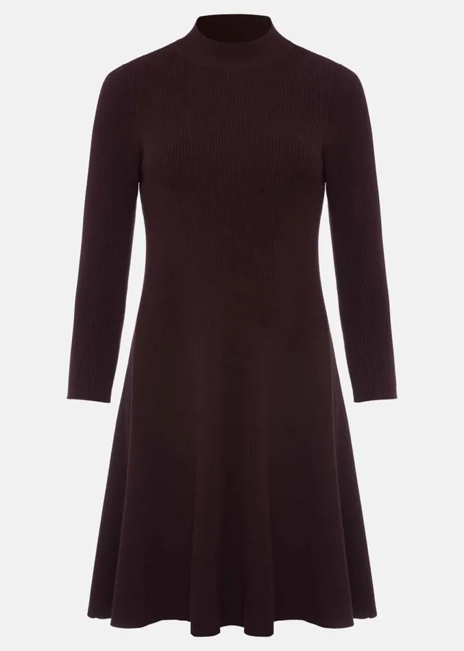 Evelyn Rib Swing Knit Tunic Burgundy Women Phase Eight Dresses