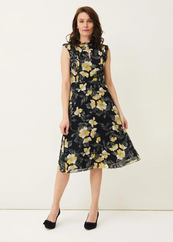 Evie Floral Dress Navymulti Women Phase Eight Dresses