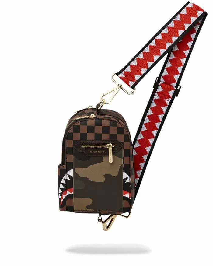 EXTERIOR GOLD ZIP POCKET SHARKS IN PARIS BACKPACK SLING Bags SPRAYGROUND