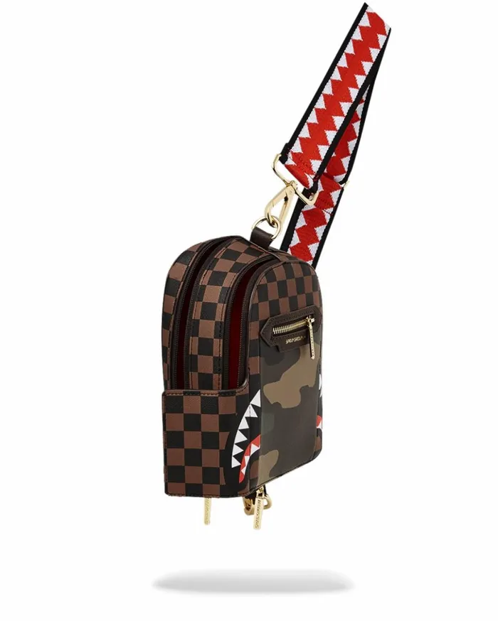 EXTERIOR GOLD ZIP POCKET SHARKS IN PARIS BACKPACK SLING Bags SPRAYGROUND