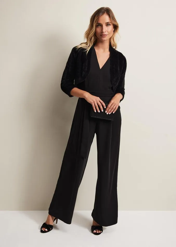 Fay Fluffy Bolero Black Women Phase Eight Knitwear