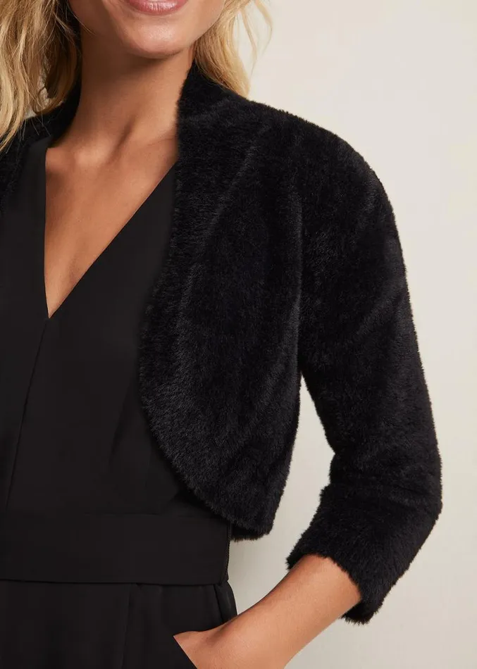 Fay Fluffy Bolero Black Women Phase Eight Knitwear