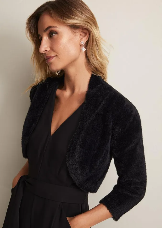 Fay Fluffy Bolero Black Women Phase Eight Knitwear