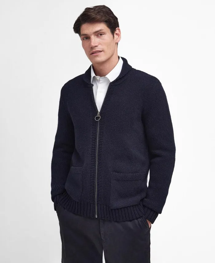 Felton ZipUp Jumper Classic Navy Men Barbour Jumpers