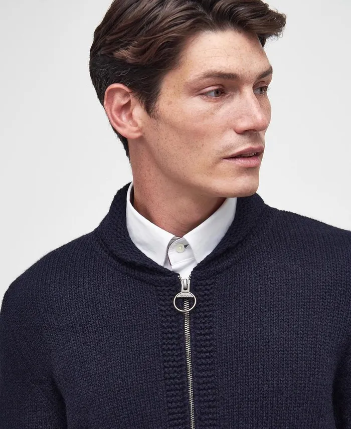 Felton ZipUp Jumper Classic Navy Men Barbour Jumpers