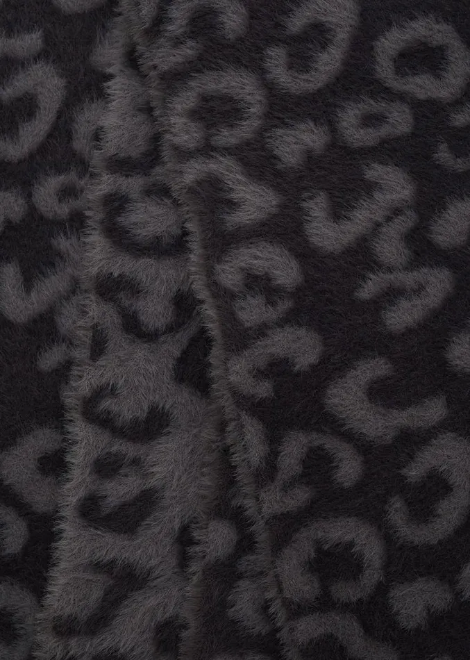 Fiona Leopard Print Fluffy Scarf Charcoal Women Phase Eight Scarves