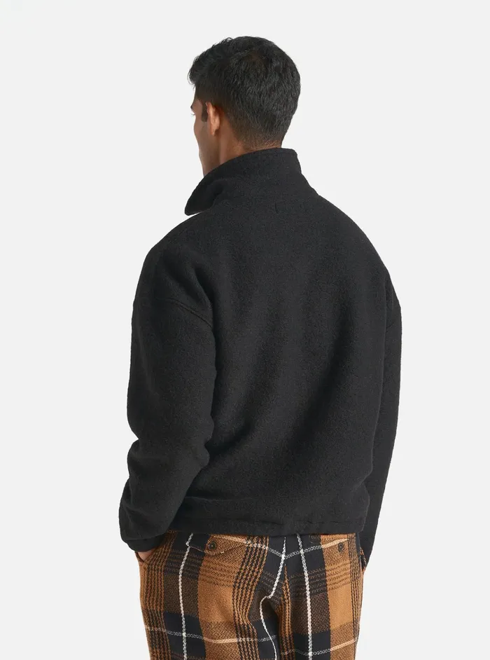 Fleece Men Universal Works Universal Works Ramsay Quarter Zip In Black Wool Fleece