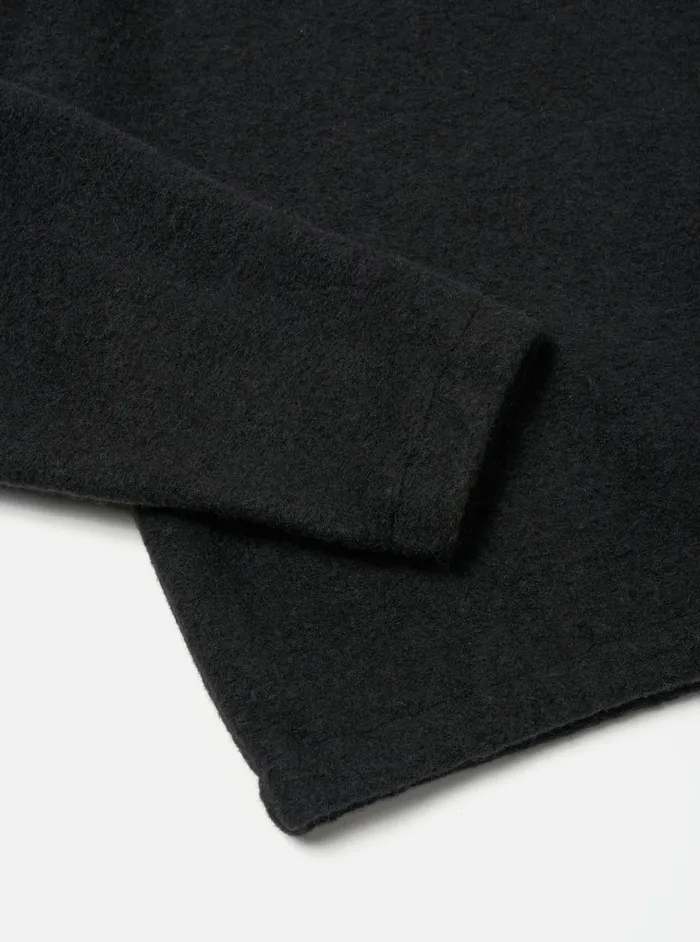Fleece Men Universal Works Universal Works Ramsay Quarter Zip In Black Wool Fleece