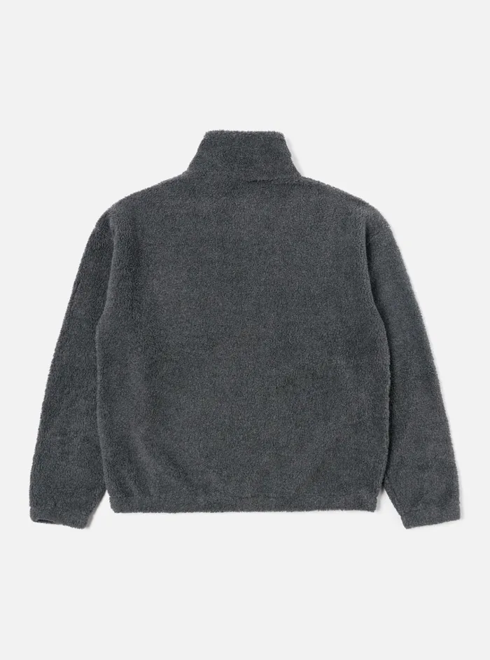 Fleece Men Universal Works Universal Works Ramsay Quarter Zip In Charcoal Mountain Fleece