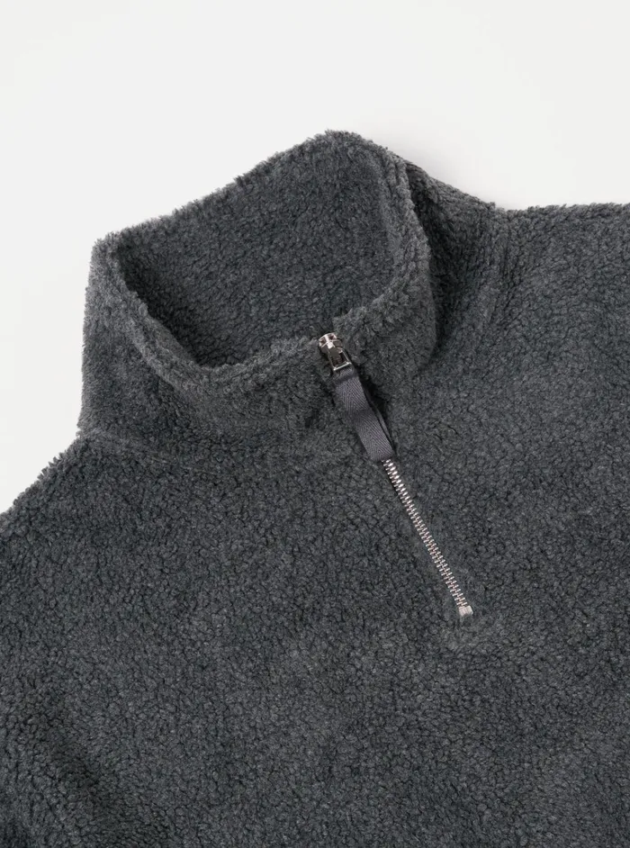 Fleece Men Universal Works Universal Works Ramsay Quarter Zip In Charcoal Mountain Fleece