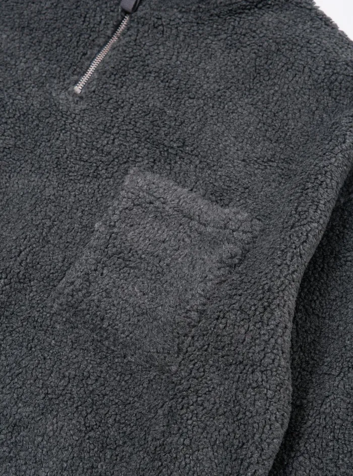 Fleece Men Universal Works Universal Works Ramsay Quarter Zip In Charcoal Mountain Fleece