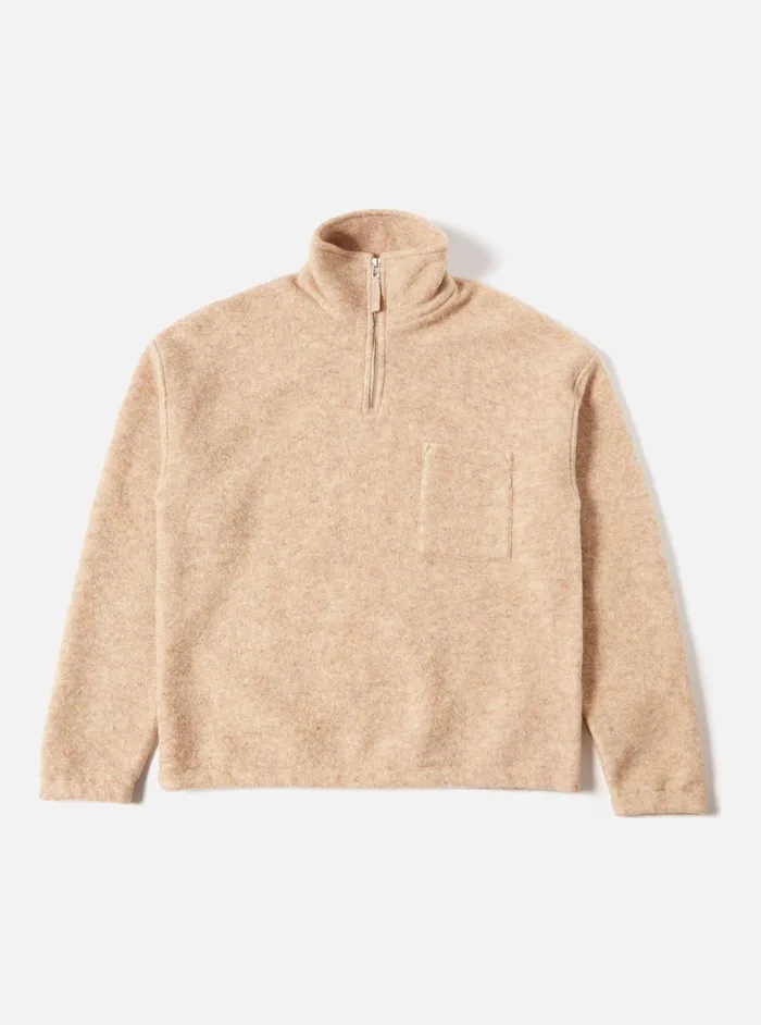 Fleece Men Universal Works Universal Works Ramsay Quarter Zip In Stone Wool Fleece