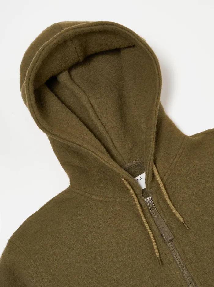 Fleece Men Universal Works Universal Works Travel Hoodie In Lovat Wool Fleece