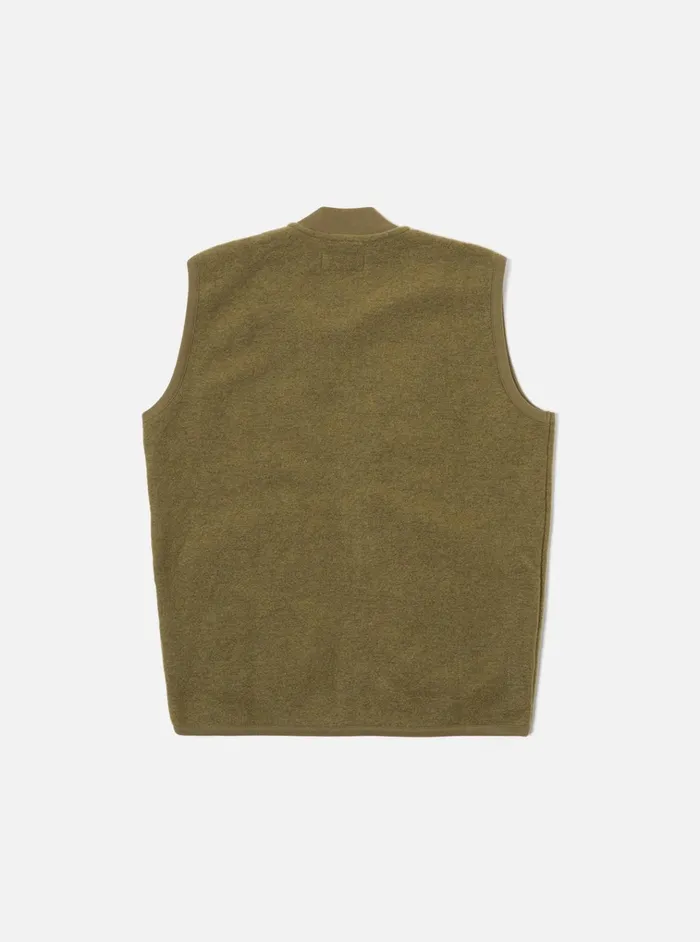 Fleece Men Universal Works Universal Works Zip Waistcoat In Lovat Wool Fleece