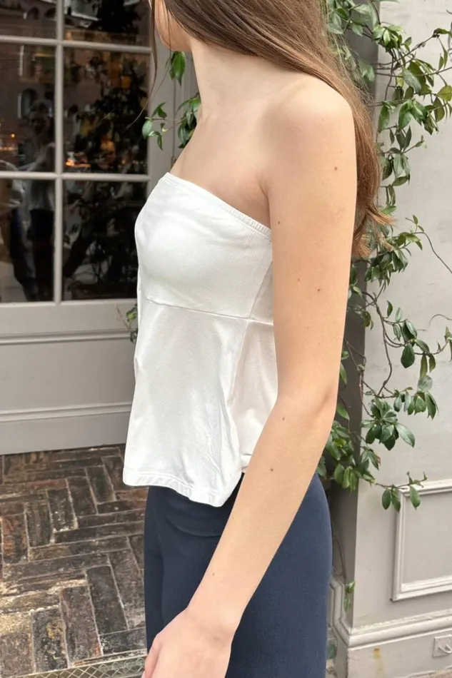 Flora Tube Top White Women Brandy Melville Tops