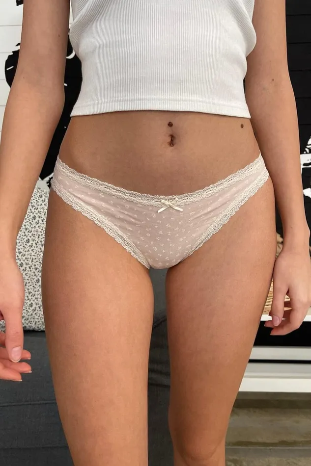 Floral Underwear Pink With White Floral Women Brandy Melville Intimates