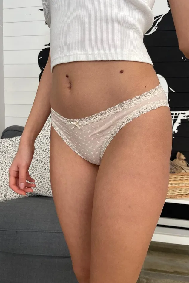 Floral Underwear Pink With White Floral Women Brandy Melville Intimates
