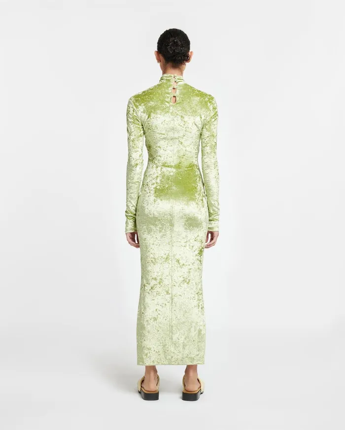Franci TwistFront Crushed Velvet Dress Sage Women Nanushka Dresses
