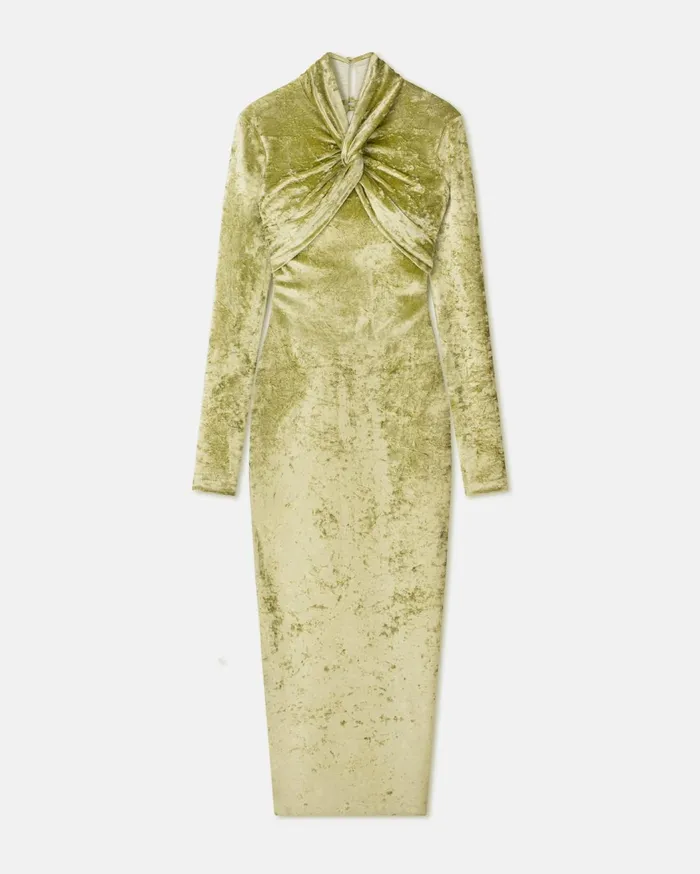 Franci TwistFront Crushed Velvet Dress Sage Women Nanushka Dresses