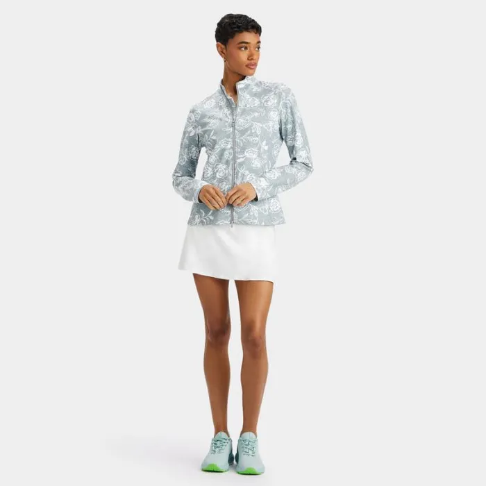 GFORE PEONY SKETCH TECH INTERLOCK FULL ZIP LAYER Heather Grey Women Mid Layers