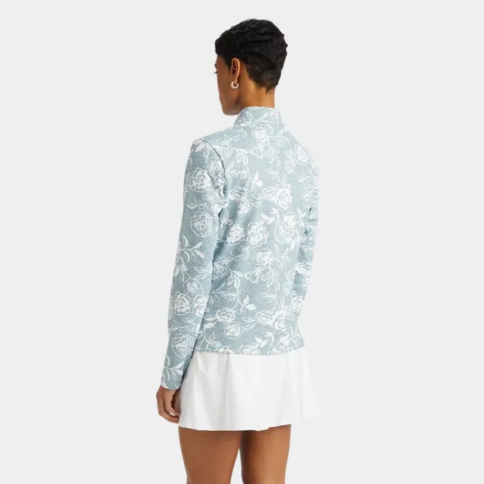 GFORE PEONY SKETCH TECH INTERLOCK FULL ZIP LAYER Heather Grey Women Mid Layers