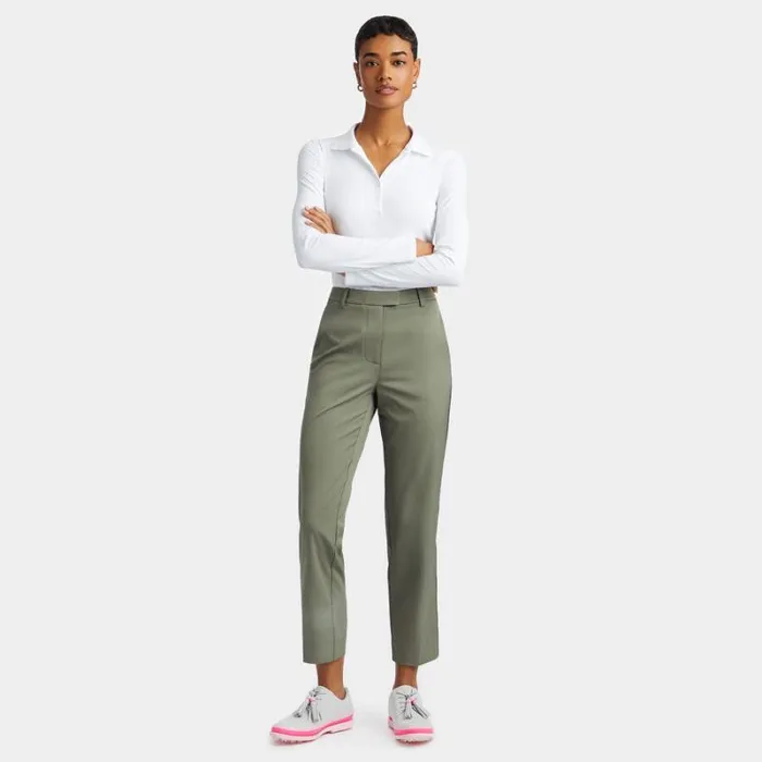 GFORE RIBBED TECH NYLON LONG SLEEVE POLO Snow Women Polos