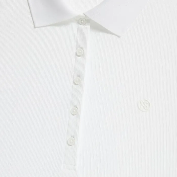 GFORE RIBBED TECH NYLON LONG SLEEVE POLO Snow Women Polos