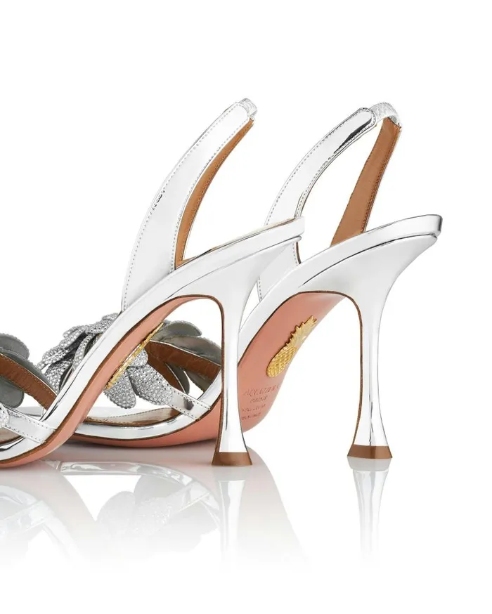 Galactic Flower Sandal 95 Silver Women Aquazzura Bridal Galactic Flower Sandal 95 Silver Women Aquazzura Bridal