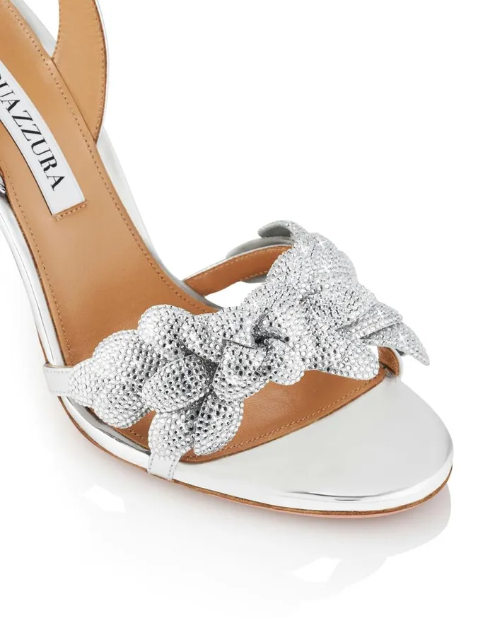 Galactic Flower Sandal 95 Silver Women Aquazzura Bridal Galactic Flower Sandal 95 Silver Women Aquazzura Bridal
