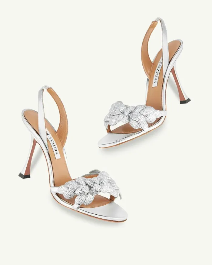 Galactic Flower Sandal 95 Silver Women Aquazzura Bridal Galactic Flower Sandal 95 Silver Women Aquazzura Bridal