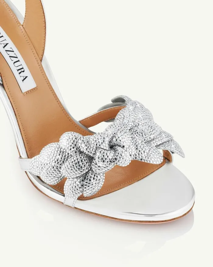 Galactic Flower Sandal 95 Silver Women Aquazzura Bridal Galactic Flower Sandal 95 Silver Women Aquazzura Bridal