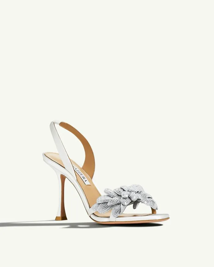 Galactic Flower Sandal 95 White Women Aquazzura Sandals