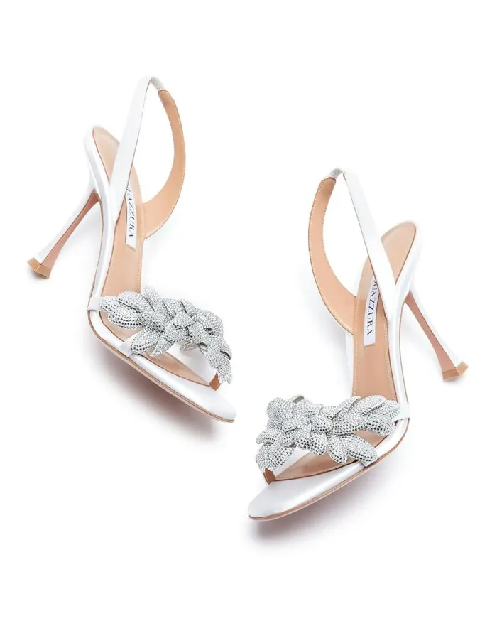 Galactic Flower Sandal 95 White Women Aquazzura Sandals