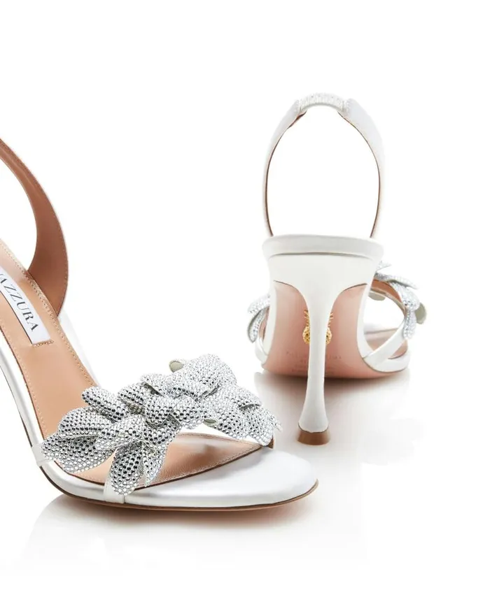 Galactic Flower Sandal 95 White Women Aquazzura Sandals