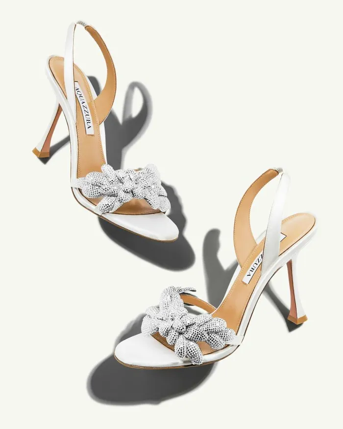 Galactic Flower Sandal 95 White Women Aquazzura Sandals