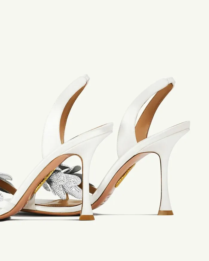 Galactic Flower Sandal 95 White Women Aquazzura Sandals