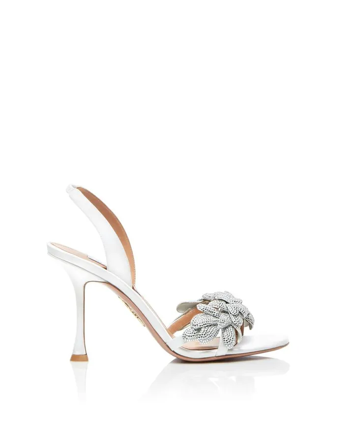 Galactic Flower Sandal 95 White Women Aquazzura Sandals