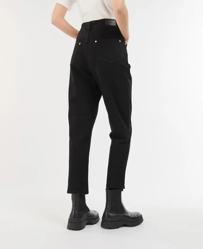 Garcia High Rise Jean Black Women Barbour Trousers and Shorts