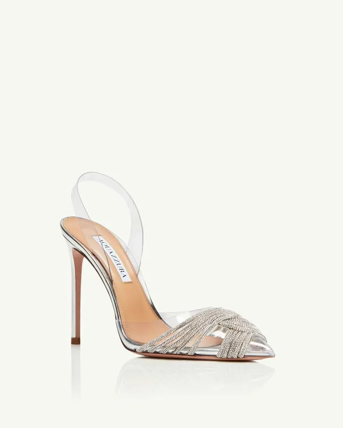 Gatsby Plexi Sling 105 Silver Women Aquazzura Pumps