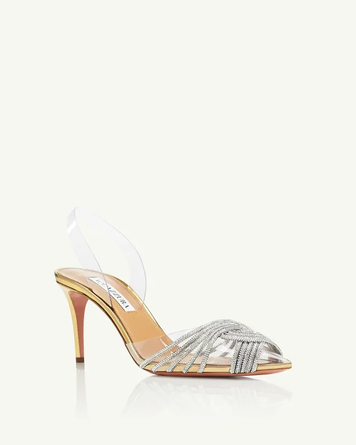 Gatsby Plexi Sling 75 Gold Women Aquazzura Essentials