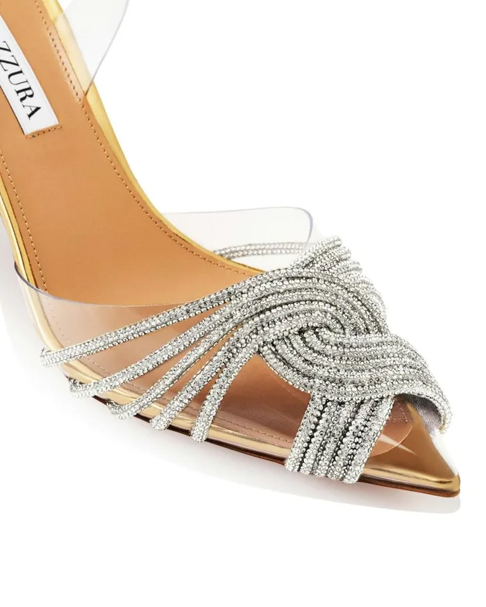 Gatsby Plexi Sling 75 Gold Women Aquazzura Essentials Gatsby Plexi Sling 75 Gold Women Aquazzura Essentials