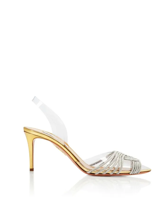 Gatsby Plexi Sling 75 Gold Women Aquazzura Essentials Gatsby Plexi Sling 75 Gold Women Aquazzura Essentials