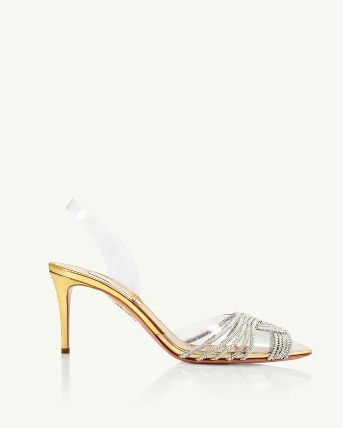 Gatsby Plexi Sling 75 Gold Women Aquazzura Essentials Gatsby Plexi Sling 75 Gold Women Aquazzura Essentials