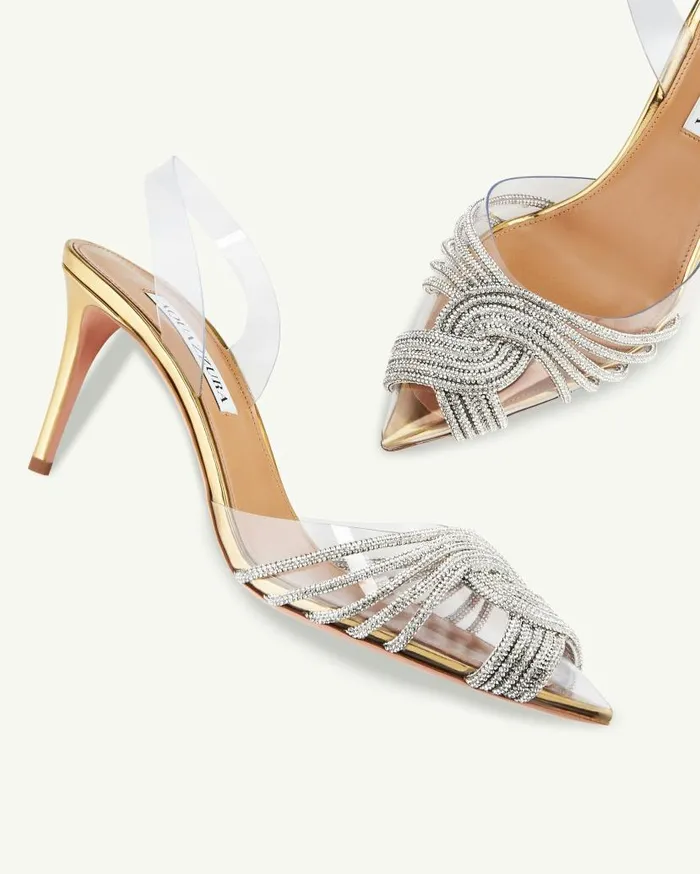 Gatsby Plexi Sling 75 Gold Women Aquazzura Essentials Gatsby Plexi Sling 75 Gold Women Aquazzura Essentials