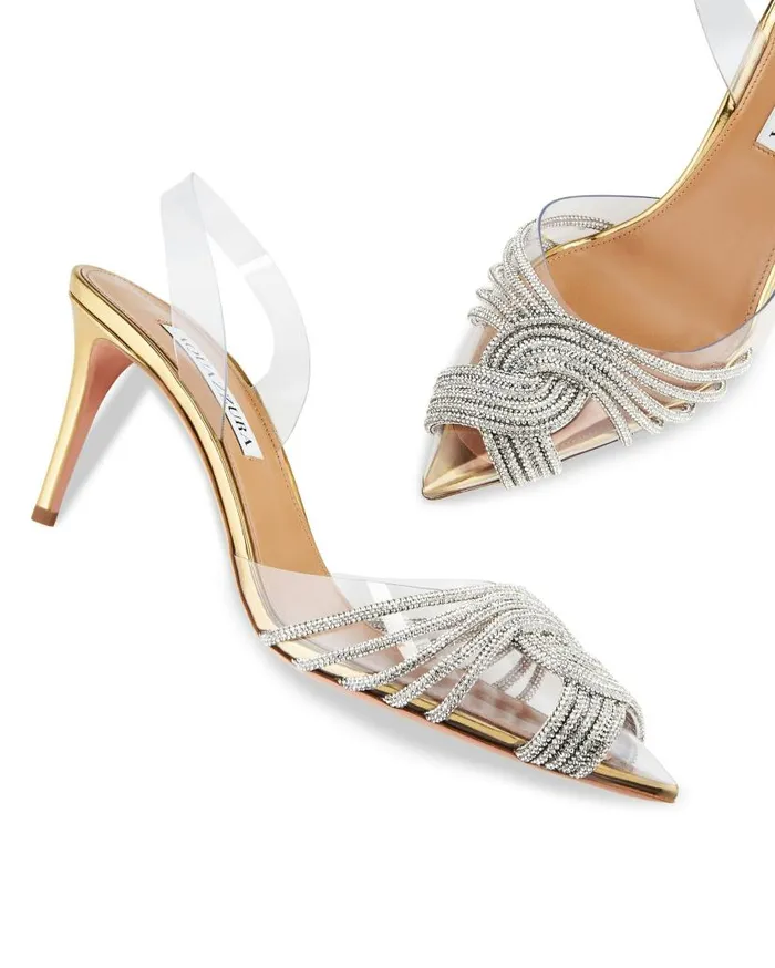 Gatsby Plexi Sling 75 Gold Women Aquazzura Essentials Gatsby Plexi Sling 75 Gold Women Aquazzura Essentials