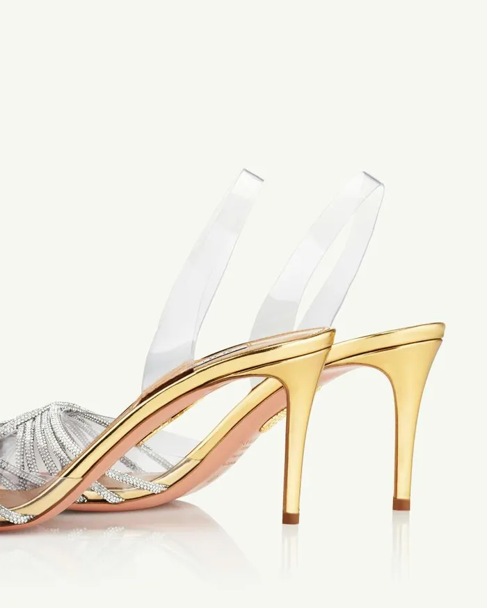 Gatsby Plexi Sling 75 Gold Women Aquazzura Essentials Gatsby Plexi Sling 75 Gold Women Aquazzura Essentials