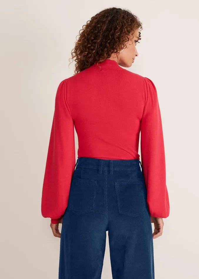 Gemma Balloon Sleeve Fine Knit Jumper Hot Pink Women Phase Eight Knitwear