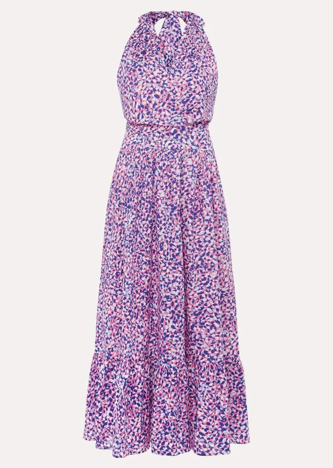 Gemmi Cotton Almond Print Halterneck Dress Pink Multi Women Phase Eight Dresses